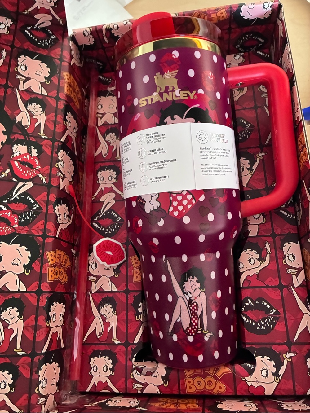 Stanley loveshackfancy Betty Boop Red Polka Dot Insulated Travel Mug gift